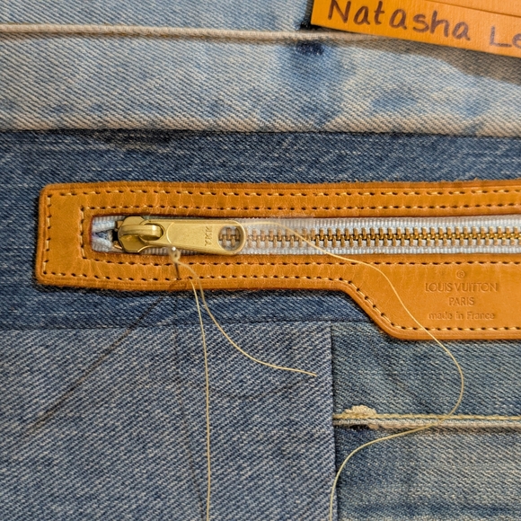 🍒SOLD🍒Upcycled Denim Bag Made w Authentic Louis Vuitton Materials - Picture 10 of 16